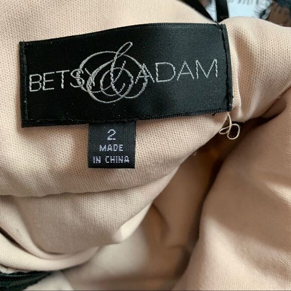 Betsy & Adam Black Lace Open Back Peplum Dress Size 2 - Picture 13 of 16